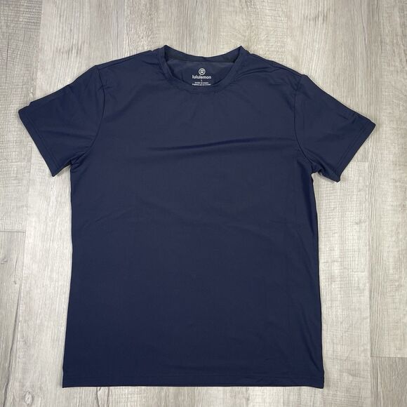 lululemon Womens Thick Short Sleeve T-shirt Navy Blue Athleisure Large Uniform N - Picture 1 of 6